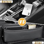Car Seat Gap Filler, Universal Leather Car Storage Organizer, Premium Car Seat Storage Box, Adjustable Gap Filler for Keys, Cards(2 Pack)