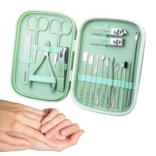 Juego de cortaúñas, cortaúñas de acero inoxidable con bolsa de almacenamiento, productos de limpieza corporal, juego de arte de uñas para viajes de negocios, salón, hogar, viajes, camping Anulely