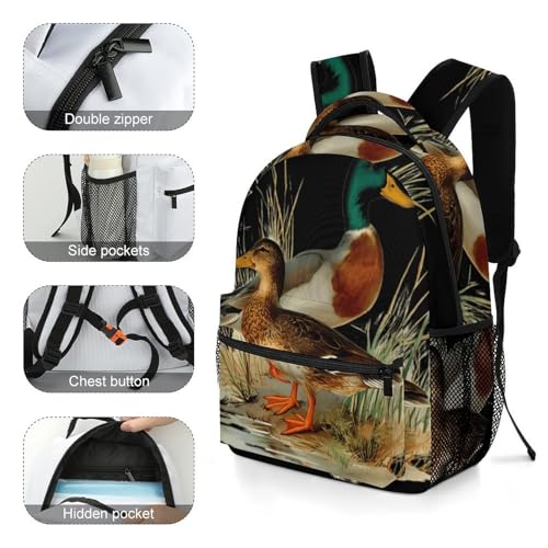 Mallard Wild Duck Unisex Backpack Casual Daypacks Lightweight Shoulders Bag for Camping Hiking Travel4