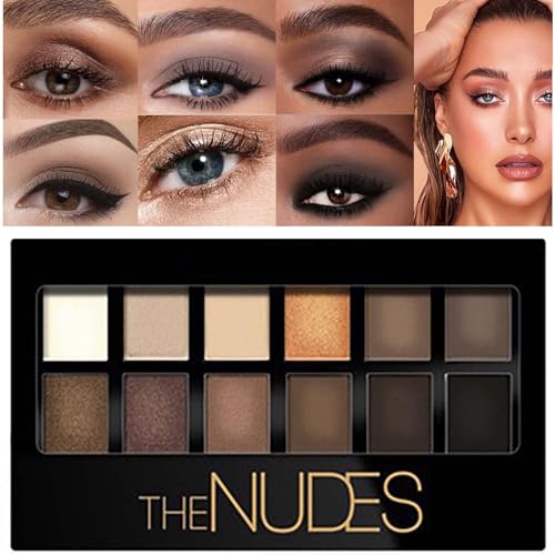 Smoky Brown Nude Eyeshadow Palette for Women, Dark Black Eyeshadow Palette, Highly Pigmented Matte, Waterproof & Long Lasting, 12 Shades including Brown Eyeshadow