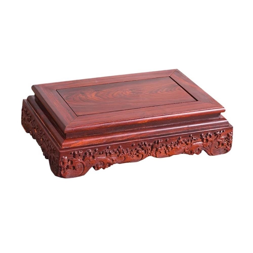 S5b8w3g7 One Color Pedestal Red Sandalwood Bonsai Display Base Plant Stand Decor(Small)