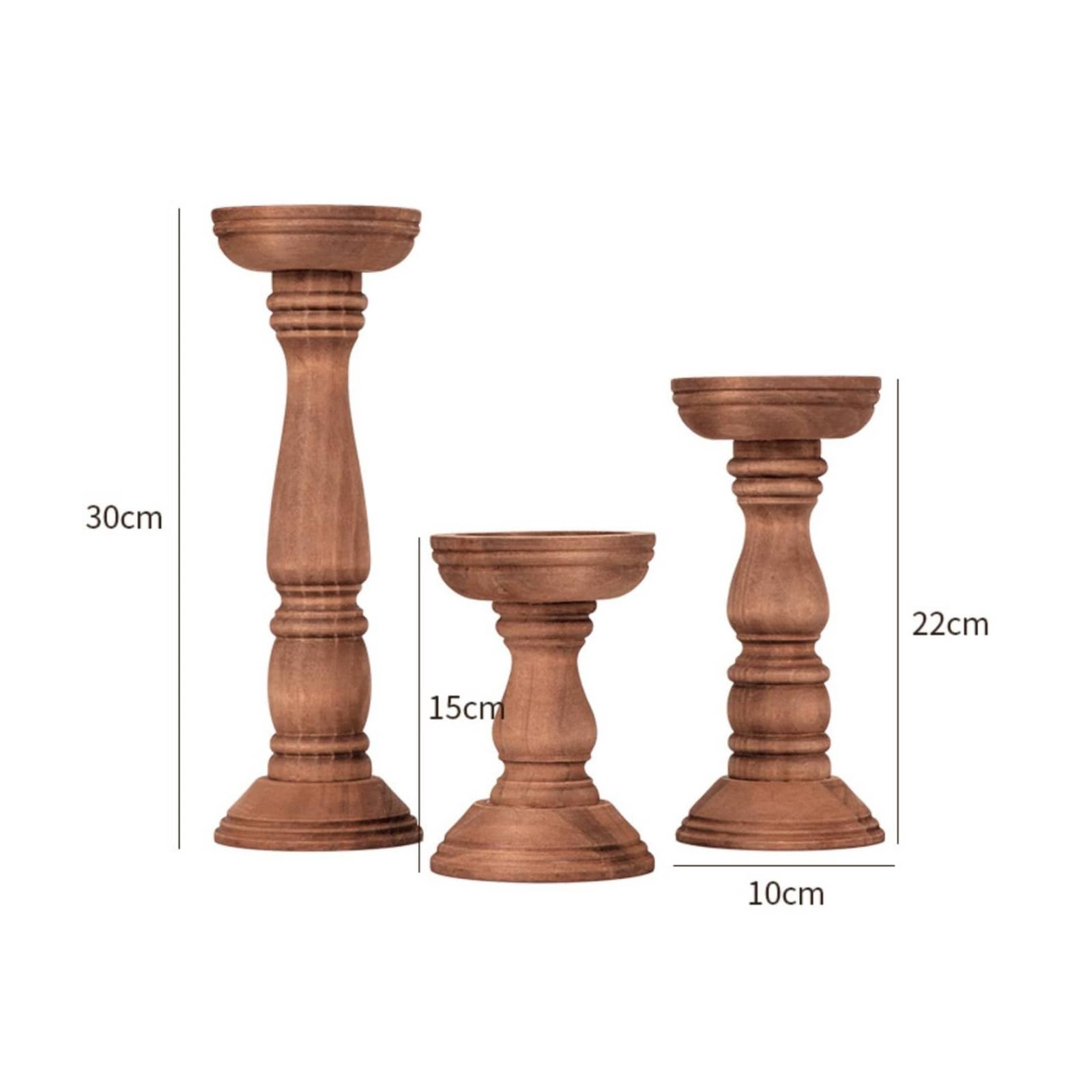 3 Pezzi Portacandele a Colonna Robusto, color to 2