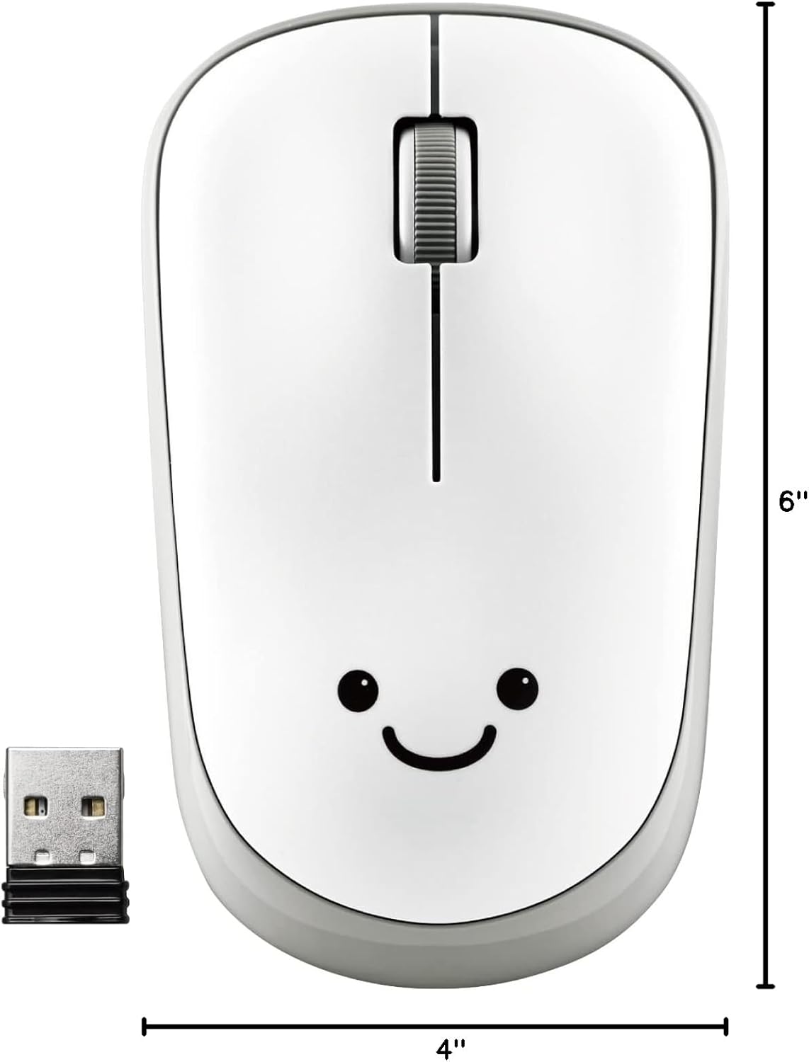 ELECOM Cute Face Mouse, 2.4GHz USB Wireless, Ambidextrous Design, Silent Click, Lightweight, Portable, Gray White Computer Mice, Plug and Play, Girls, Boys and Kids, for PC, Laptop, Windows and Mac