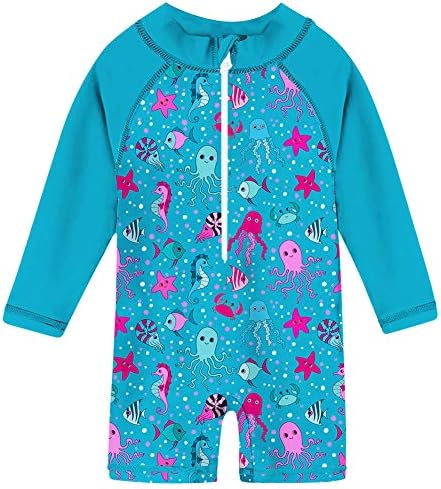 uideazone Baby Toddler Boys Girls Zipper Rash Guard Swimsuit UPF 50+ One Piece Beach Swimwear Bathing Suits 6-36 Months