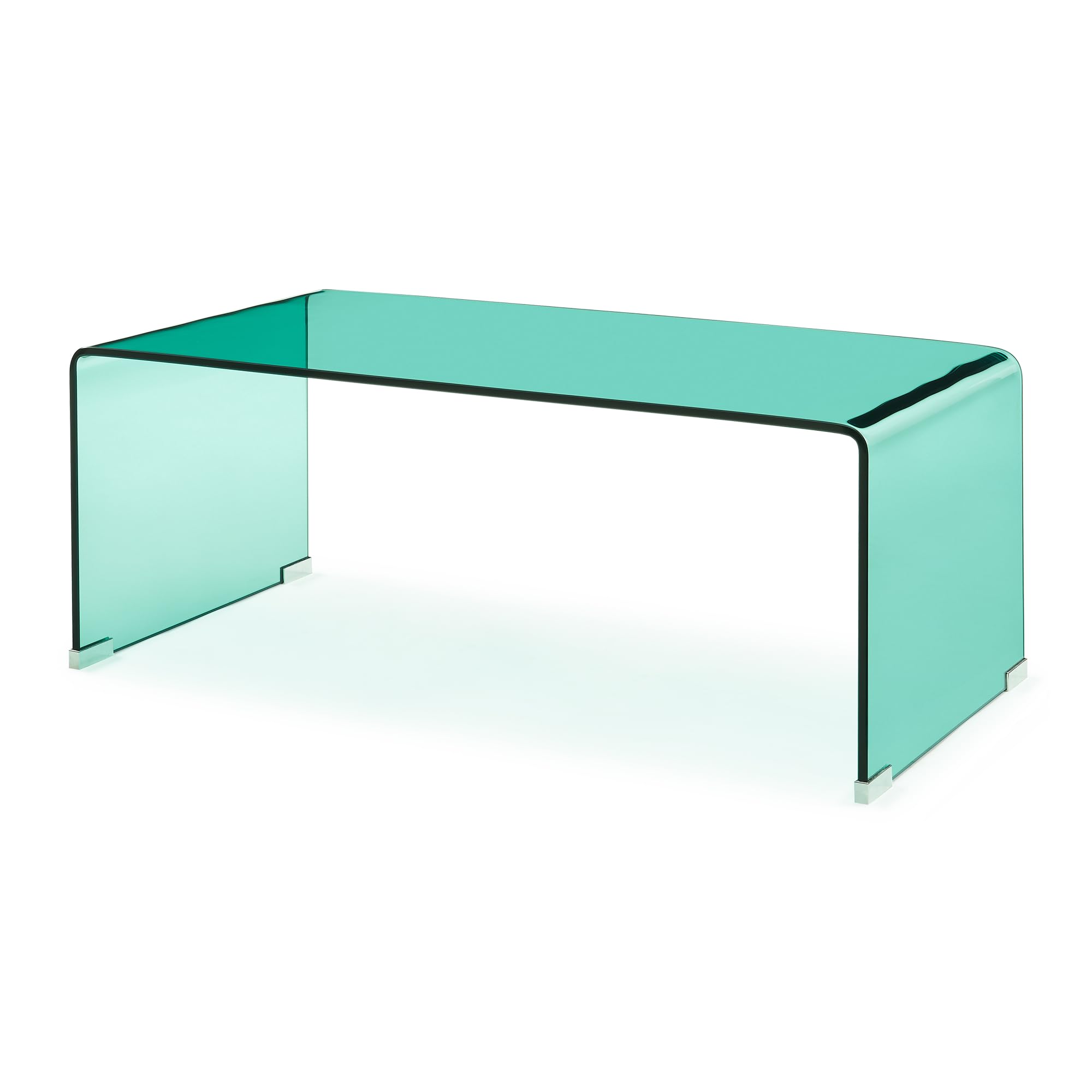 [en.casa] Table Basse Väsas en Verre Trempé de 10 mm Grand Plateau Rectangulaire Capacité de Charge 30 kg Design Élégant et Intemporel pour Salon Bureau 90 x 45 x 35 cm Vert