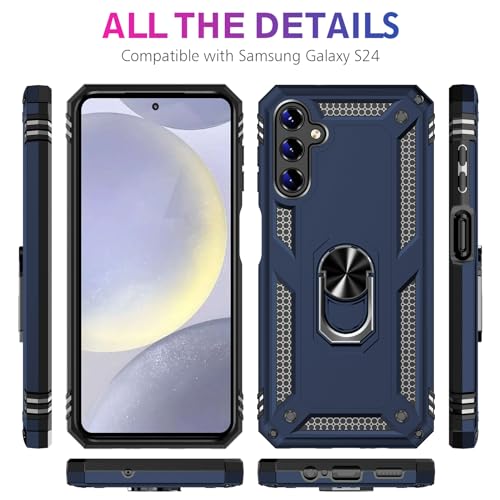 Image of for Samsung Galaxy S24 Case with Screen Protector, Military Grade Rugged Shockproof Heavy Duty Galaxy S24 5G Protective Cover for Samsung S24 5G Magnetic Ring Kickstand Phone Case (Blue)