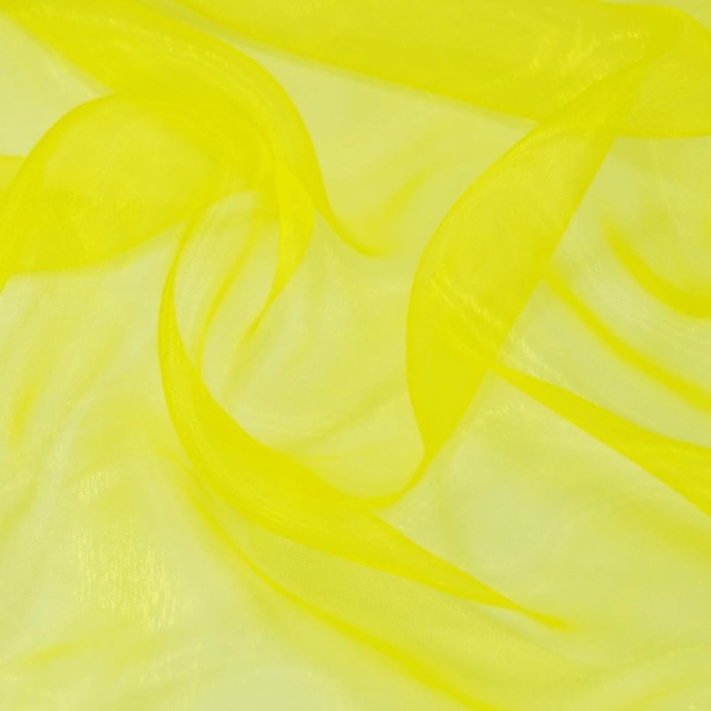 Organza Fabric Sheer Voile Drape Curtain Wedding Fabric 150cm Wide (Sold Per Metre) (Yellow)