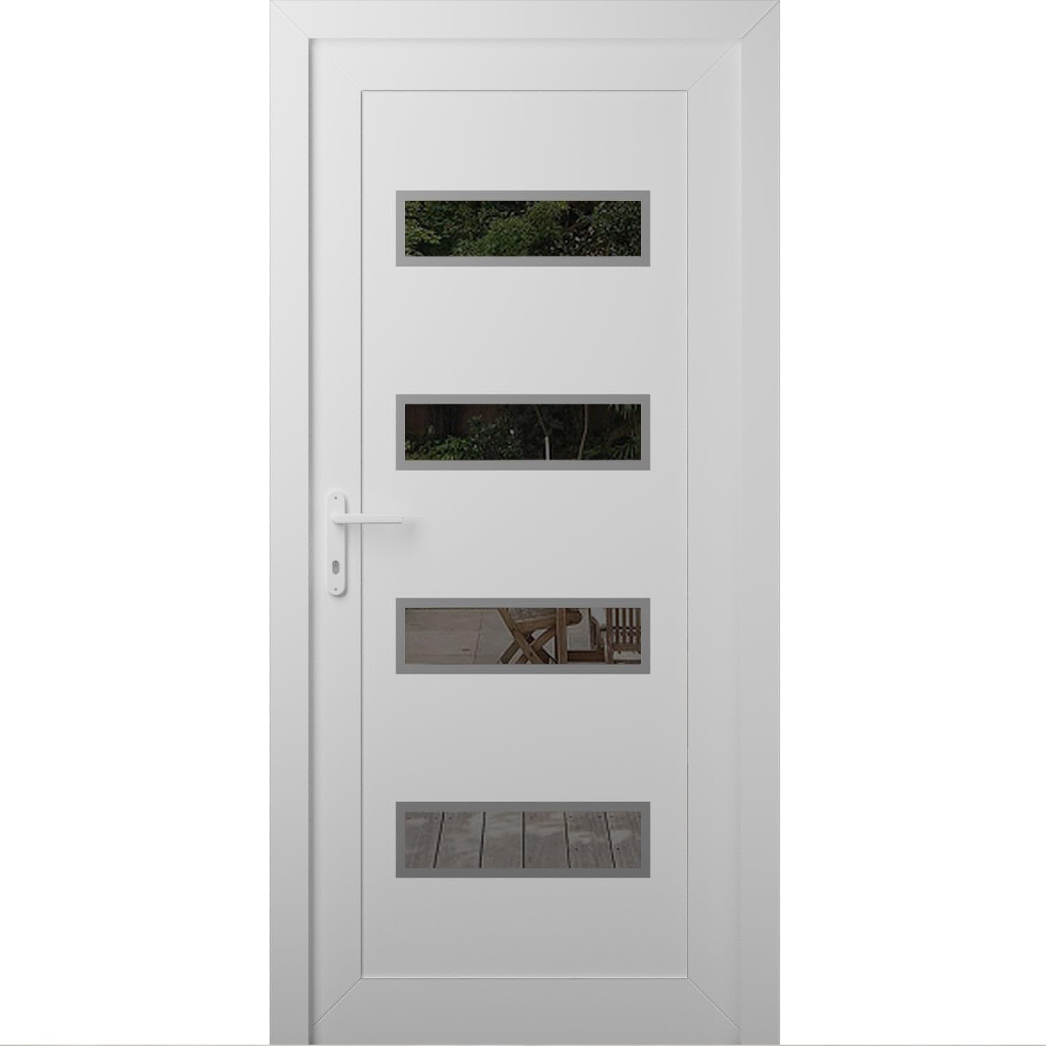 Front Exterior Prehung Metal-Plastic | Manux 8113 White Silk | Office Commercial and Residential Doors Entrance Patio Garage