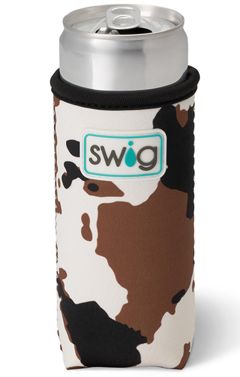 Swig Life Skinny Can Coolie, 12oz Slim Can Holder, Neoprene Insulated Cooler with Pocket, Covers for Tall Beer Bottles, Beach Accessories for Women (