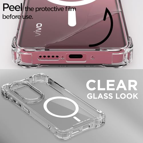 Image of Outlouders Back Cover for Vivo T4R 5G / iQoo Z10R 5G / Vivo V50 5G / V50e 5G / V50e 5G Mag-Safe Transparent PC + TPU Bumper Case with Magnetic Support Shockproof Protection (Transparent Mag-Safe)