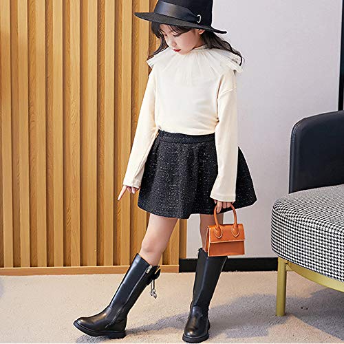 Dayiss Girl's Waterproof Fashion Side Zipper Fur Lined Knee High Riding Boots Dress Princess Shoes Girls Leather Tall Winter Boots4