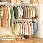 Expandable Closet Shelves Wall Mounted, 2 Pack Closet Shelving with Hanging Rods, Wall Shelving for Walk-in Closet, Hanging Shelves Organizer and Storage for Closet, Laundry - Image 2