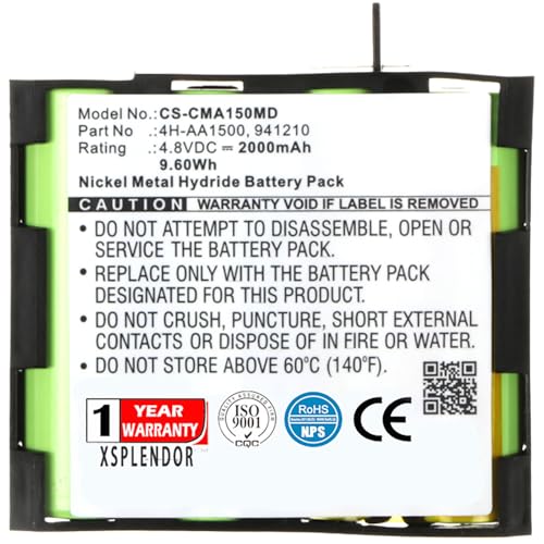 XSPLENDOR Ni-MH Replacement Battery for Compex Mi, Mi-Sport, MI-Fitness, Runner, Enegry Mi-Ready, Vitality, PerformanceE Mi-Ready, FIT, Sport Elite, Enegry PN 4H-AA1500 941210 2000mAh