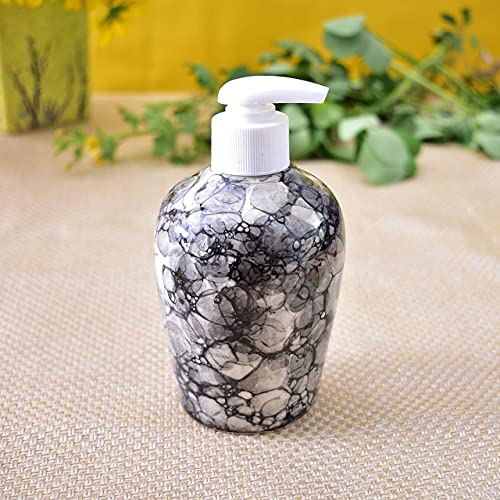 Image of Ceramic Liquid Soap Dispenser - Refillable Bathroom & Kitchen Lotion Pump | Stylish Countertop Dispenser for Soap, Shampoo, Gel Dispenser, Black Luster