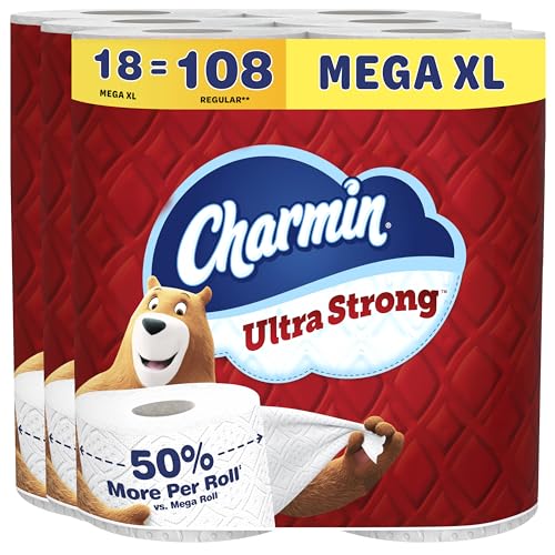 Charmin Ultra Strong Toilet Paper, 18 Mega XL Rolls = 108 Regular Rolls