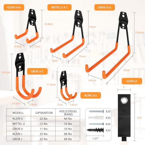 2x Allzweck-Lagerhaken – Für Gartenhaus, Garage, Werkzeuge, Fahrräder & Leitern 2x Allzweck-Lagerhaken – Für Gartenhaus, Garage, Werkzeuge, Fahrräder & Leitern