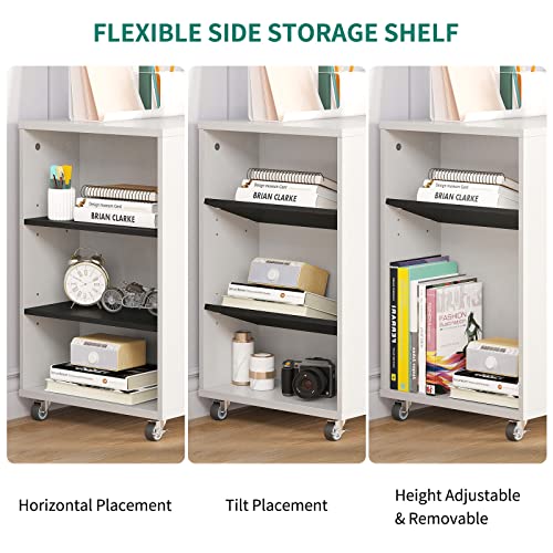 Yitahome Mobile Wood File Cabinet With Lock, 3 Drawer Lateral Filing Cabinet With Open Side Storage Shelves, Printer Stand Storage Cabinet Fits Letter, A4 Size For Home Office, Black & White #TOP5