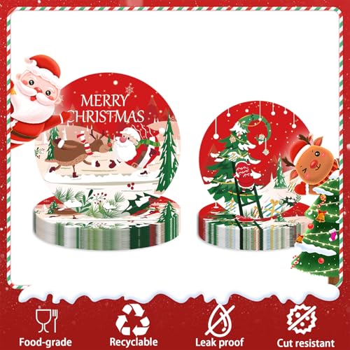 Christmas Paper Plates & Napkins Set Disposable Santa Claus Tableware for Xmas Holiday Party, Winter Theme Decor Serves 25 – Image 4
