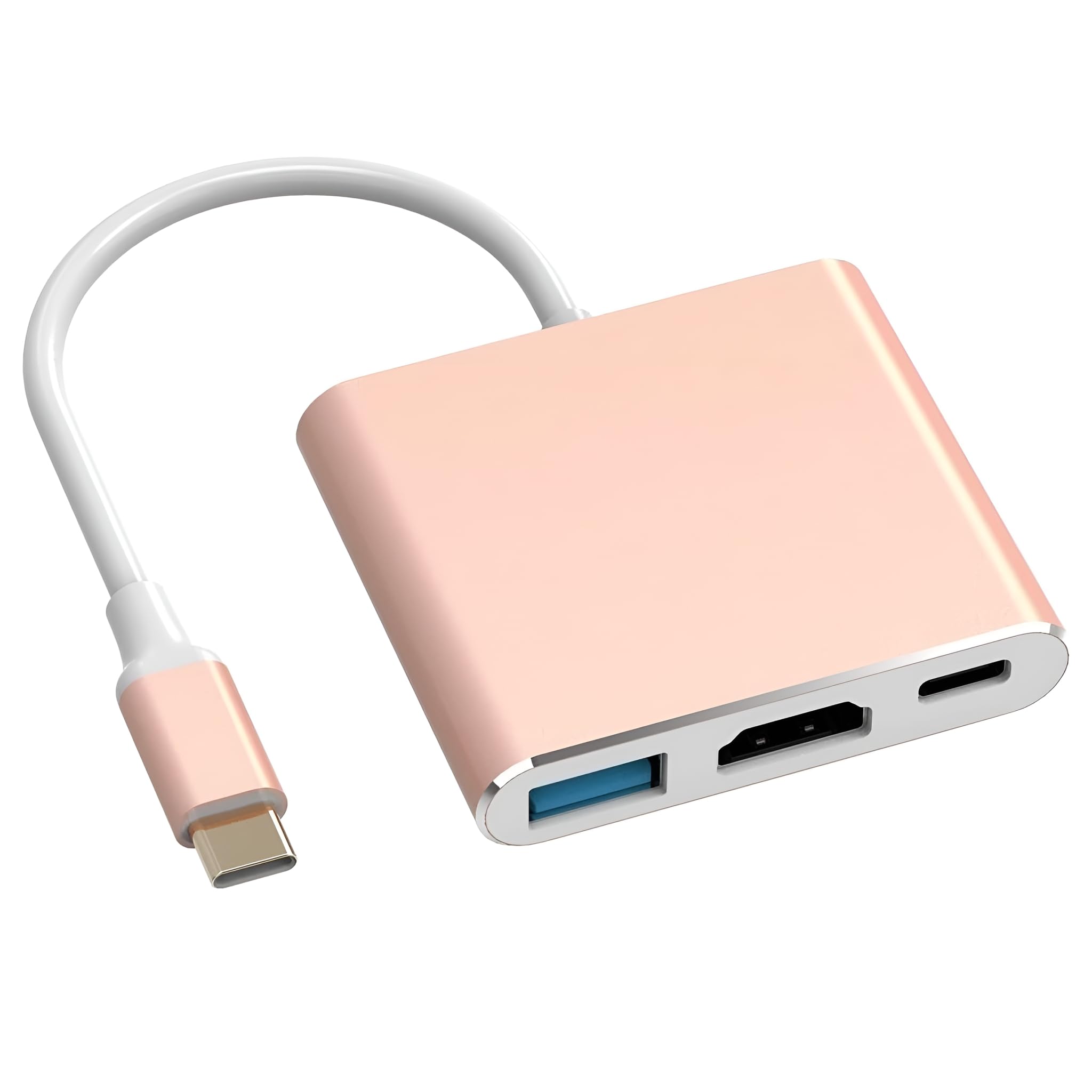 Youerte 3 in 1 USB C HDMI Adapter, USB C Hub 4K HDMI, USB Type C Hub with HDMI, USB 3.0 Data Port, 100W PD, Multiport Adapter for MacBook Pro/Air M1, iPad Pro, XPS, Laptop and More (Gold)