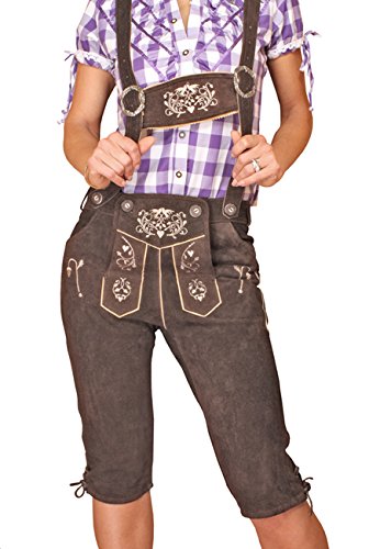 Damen LEDERHOSE Kniebund Hose Braun Trachten leather trousers Gr 36 KNDT1 Cover