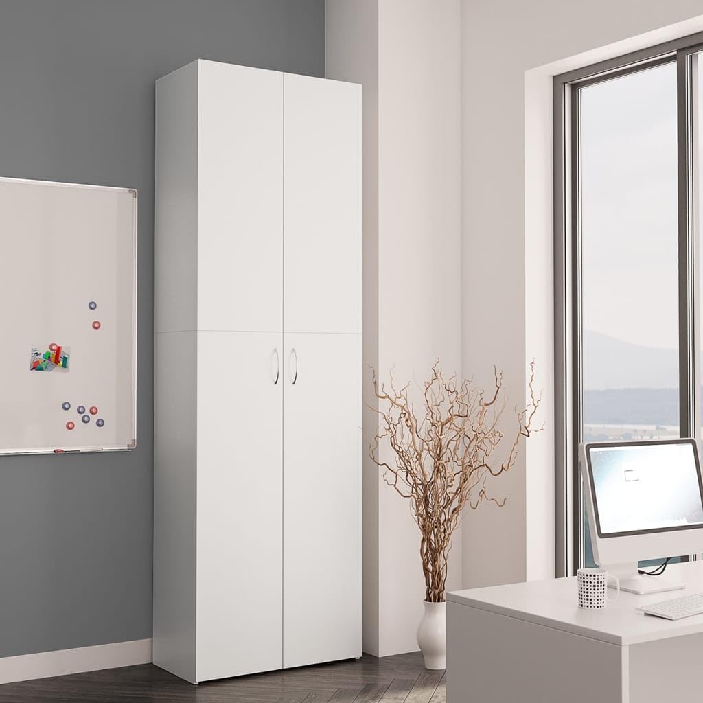 Willood TV-Schrank Büroschrank Aktenschrank Mehrzweckschrank Schrank Aufbewahrungsschrank Beistellschrank Holzschrank Büro Weiß 60x32x190 cm Holzwerkstoff