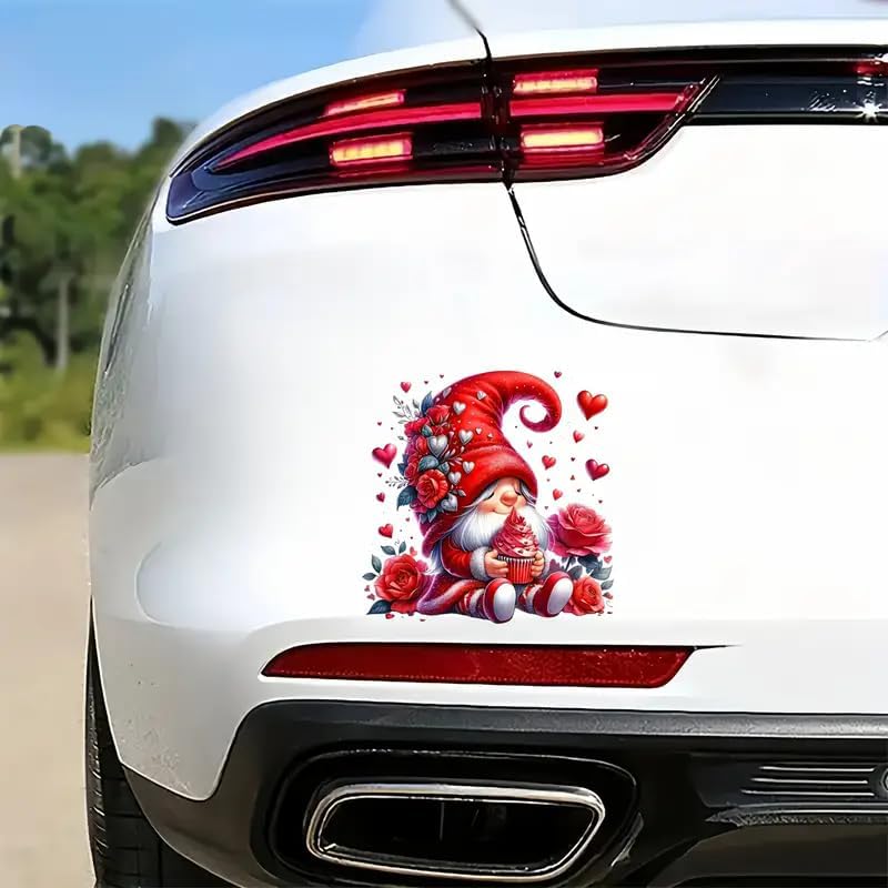 Christmas Love Heart Rose Flower Gnome PVC Vinyl Car Decals Stickers Waterproof Self-Adhesive Decals for Cars, Laptops, Trucks, Motorcycles Wall Window Luggage Scratch Cover Door Decor Sticker - Image 4