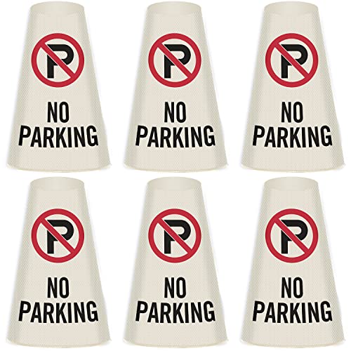 Image of SmartSign 6-Pack inchNo Parking inch Reflective Cone Message Sleeve Collar with Symbol, 360-Degree Visibility, Non-Adhesive Vinyl Signs for Traffic Safety Cones, 3-Side Print [Cone Not Included]