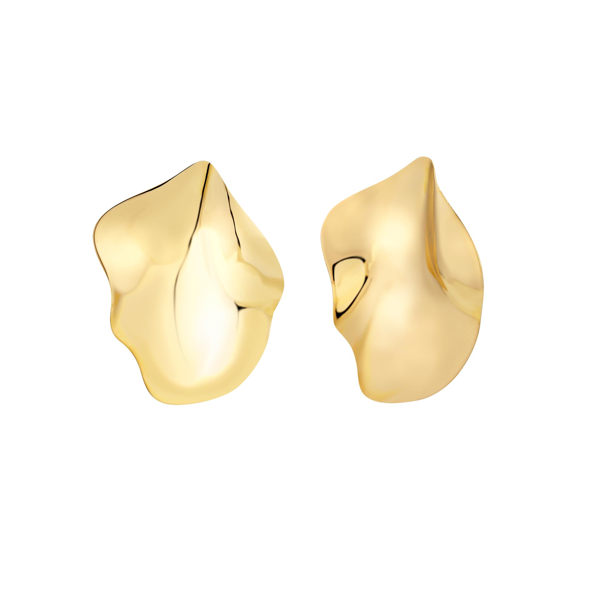 Breil, Collezione Poetic, Orecchini Donna in Acciaio Lucido dalla Forma Liquida e Sinuosa, Chiusura a Farfalla, Idea Regalo Donna