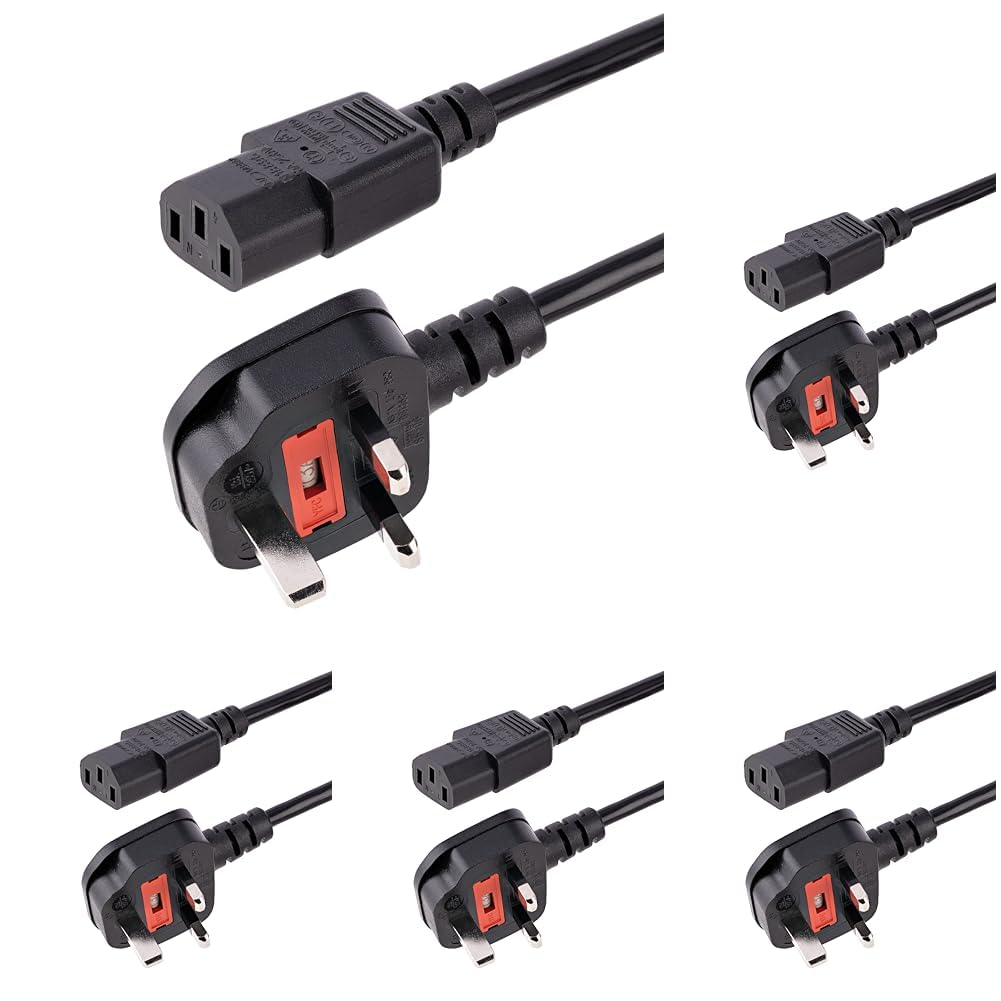 StarTech.com 10ft (3m) UK Computer Power Cable, 18AWG, BS 1363 to C13, 13A 250V, Black Replacement AC Power Cord, Kettle Lead / UK Power Cord, Power Supply Cable, TV/Monitor Power Cable (PXT101UK3M) — view 5
