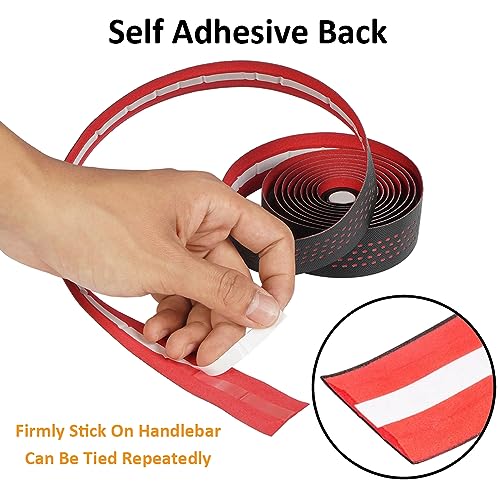 MOCNT Bicycle Handlebar Tape Breathable Cycling Bike Handlebar Tape PU EVA Handle Bar Grip Wrap Tapes Comfort Non Slip Shock Absorbent Road Bike Handlebar Drop Bar Tape Red - Image 4