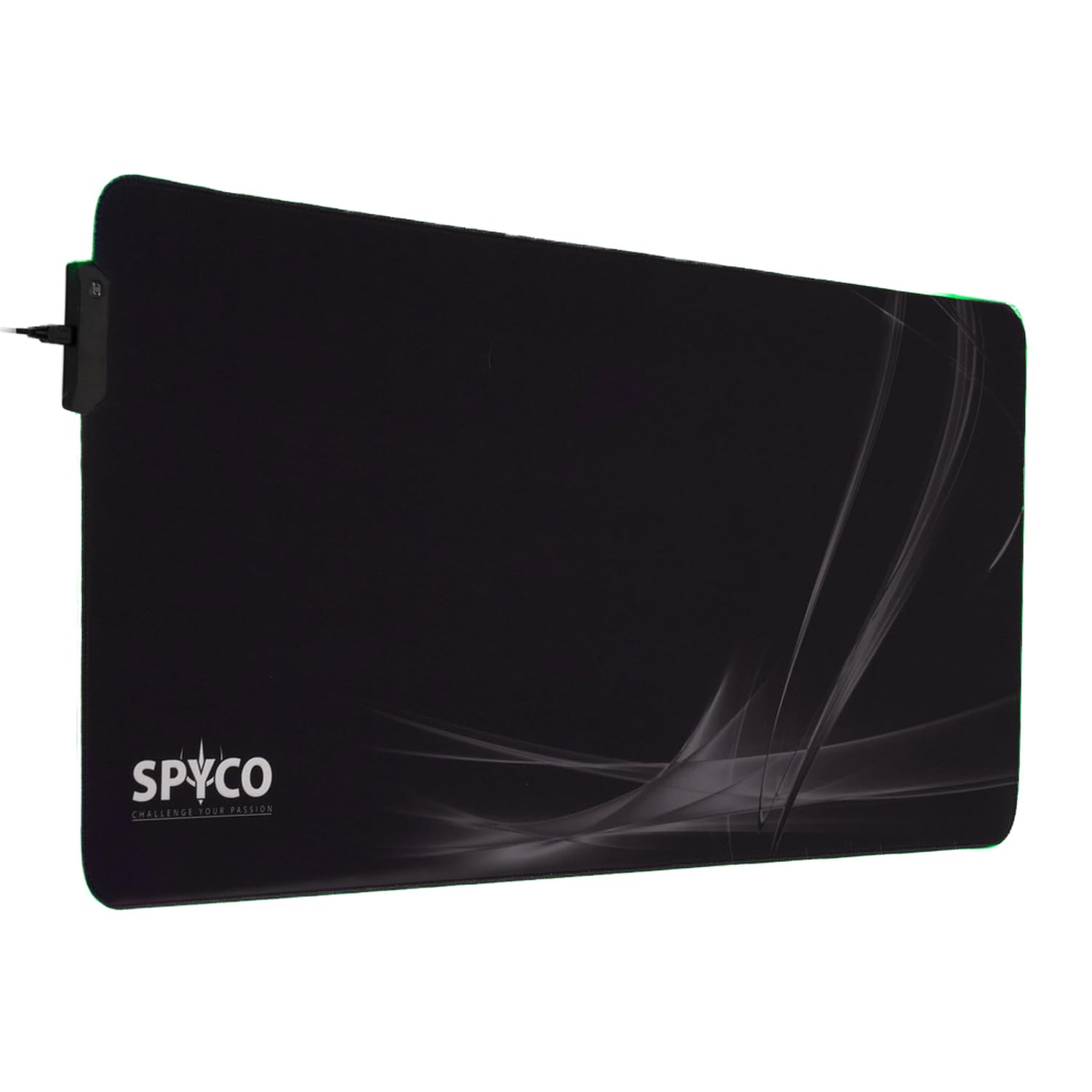 SPYCO - Gaming Mouse Pad, XL 35.4x15.7 Inch, RGB Lighting 8 Modes, Anti-Slip Rubber Base, Waterproof Surface, Micro-USB Port, Ideal for Gaming Setup, 899L x 399W mm, Rubber
