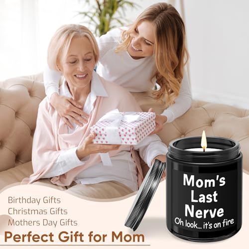 Gifts for Mom from Daughter Son - Funny Mom Birthday Gifts, Mother's Day Gift for Mommy Mama - Mom's Last Nerve Scented Candle Black — view 5