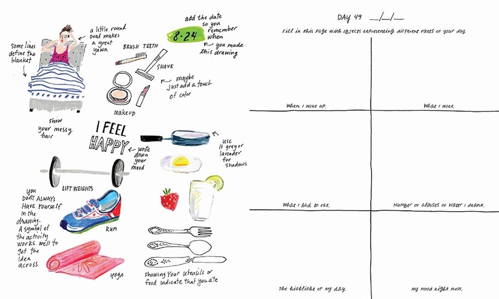 100 Days of Drawing Guided Sketchbook: Sketch, Paint, and Doodle Towards One Creative Goal image 2