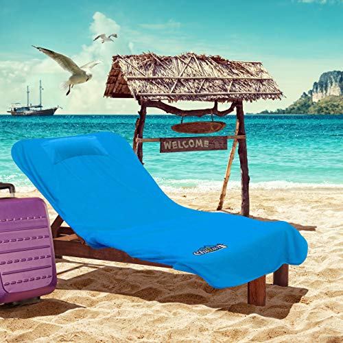Chillax Beach Chair Pool Towels - A Must Have on a Cruise Ship for Men and Women. Towel Accessories Include Pillow and Side Pockets. No Clips Needed. Lounge Chaise Cover Great for Sunbathing at Hotel