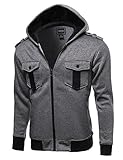 Youstar Fine Quality Comfrotable Fleece Hooded Jacket Coat Melange Gray Size L