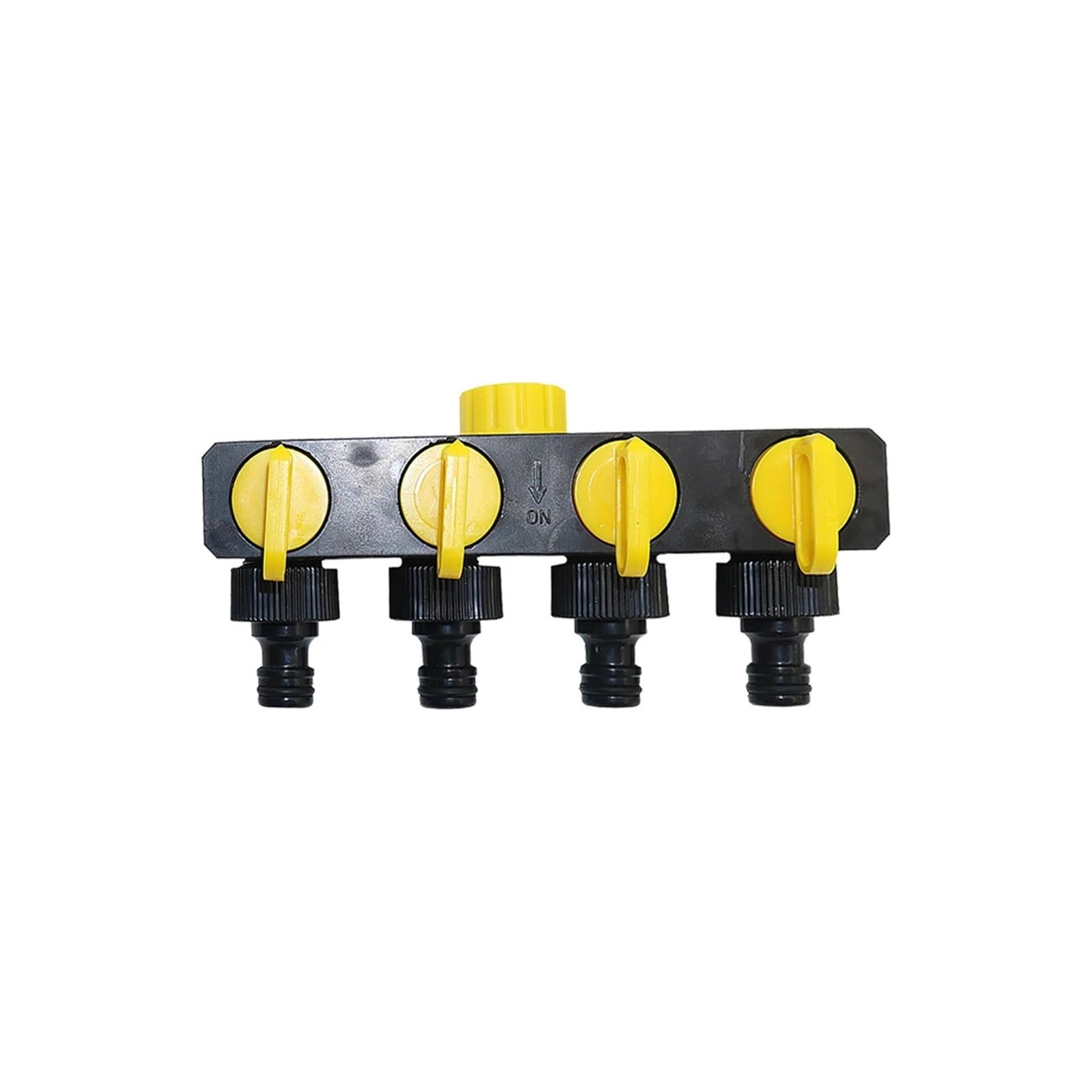BNGDFDGH 4 Way Water Hose Pipe Splitter 1" to 3/4" to 1/2" Female Thread Garden Connector Faucet Irrigation Shunt Valve(Yellow)