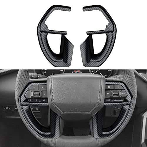 INTGET 2PCS Steering Wheel Cover for 2022-2025 2026 Toyota Tundra Accessories Carbon Fiber Steering Wheel Protector Trim Interior for 2023 2024 2025 2026 Toyota Sequoia Accessories