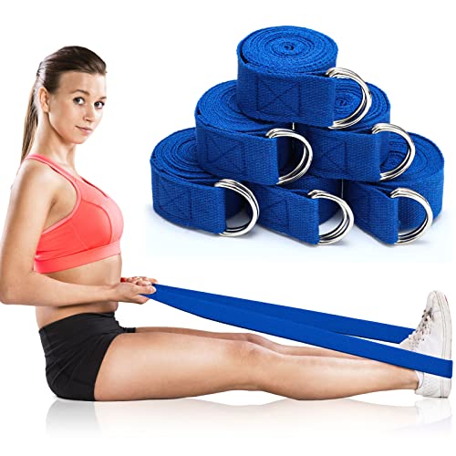 6 Pcs Yoga Strap For Stretching 8 Ft Yoga Exercise Adjustable Straps Yoga Bands With Safe Adjustable D Ring Buckle For Pilates Gym Workouts Yoga Fitness Improves Sitting Posture (Royal Blue) #TOP5