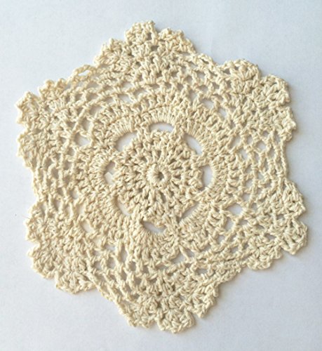 Fennco Styles Handmade Crochet Lace Cotton Doilies - 6-inch Round (4-Pack, Beige)