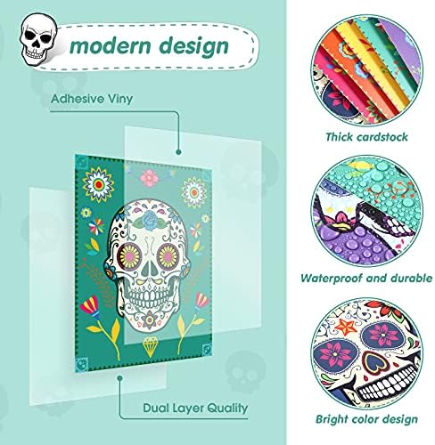 6 Pieces Sugar Skull Wall Art Decorations Day of the Dead Poster Decor Mexican Day of the Dead Fiesta Party Sugar Skull Decor Art Prints for Living Room Bedroom Office Home Wall Decor, 8 x 10 Inch