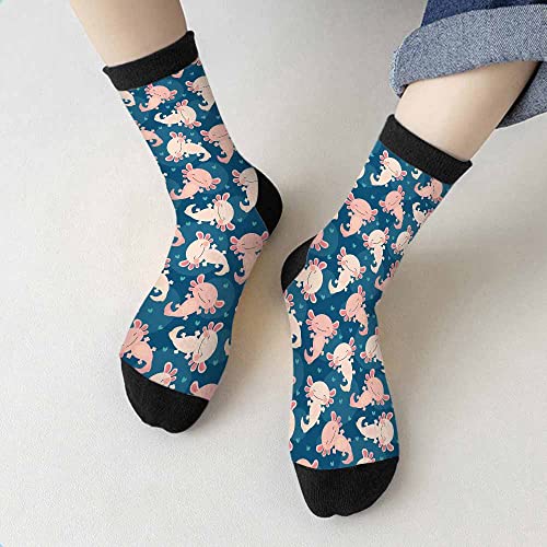 Image of Crew Socks for Woman Size 6-8 Tropical Wildlife Bright Teal Girls Socks