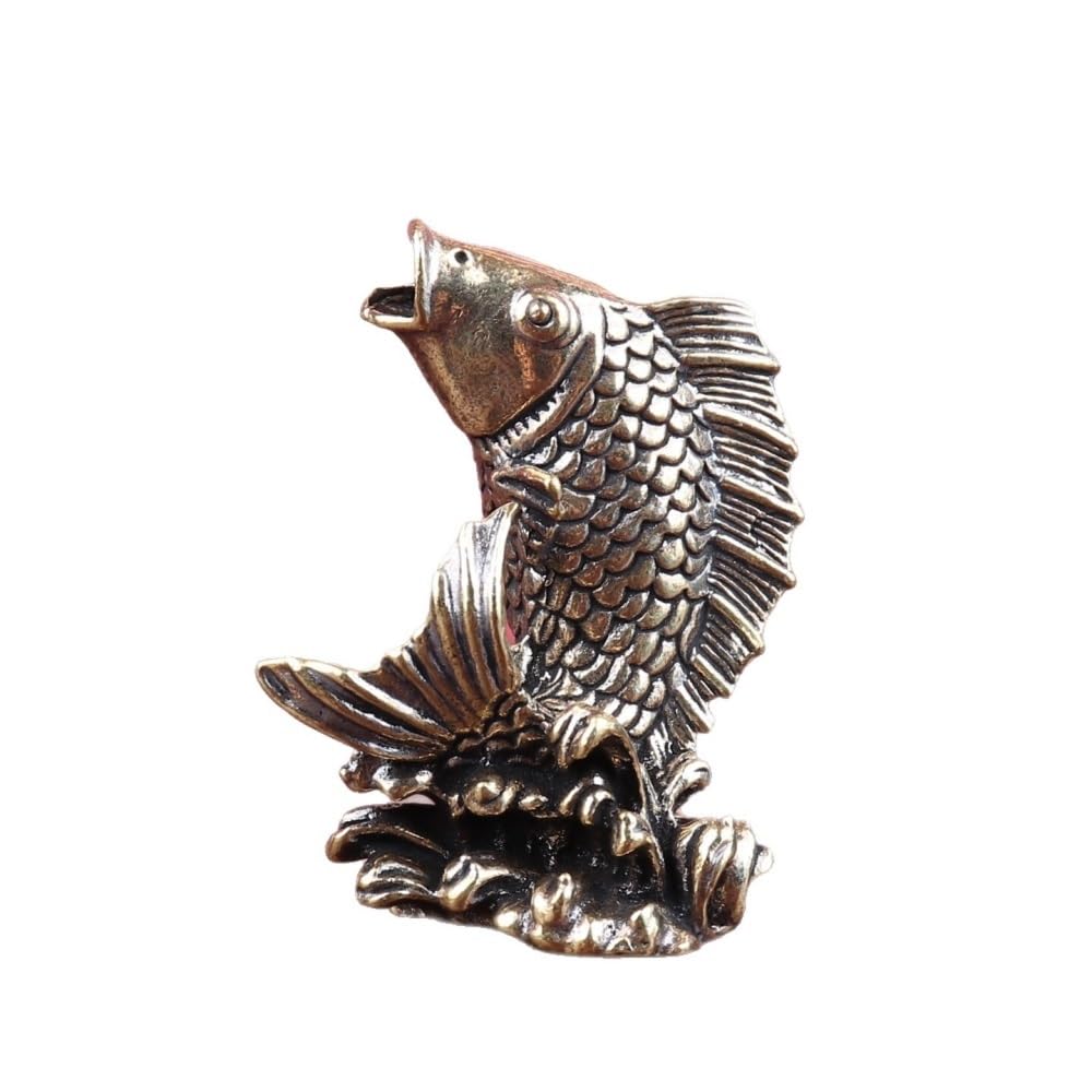 Huffa Brass Pure Carp Small Goldfish Desk Decor Tea Pet Craft Ornament