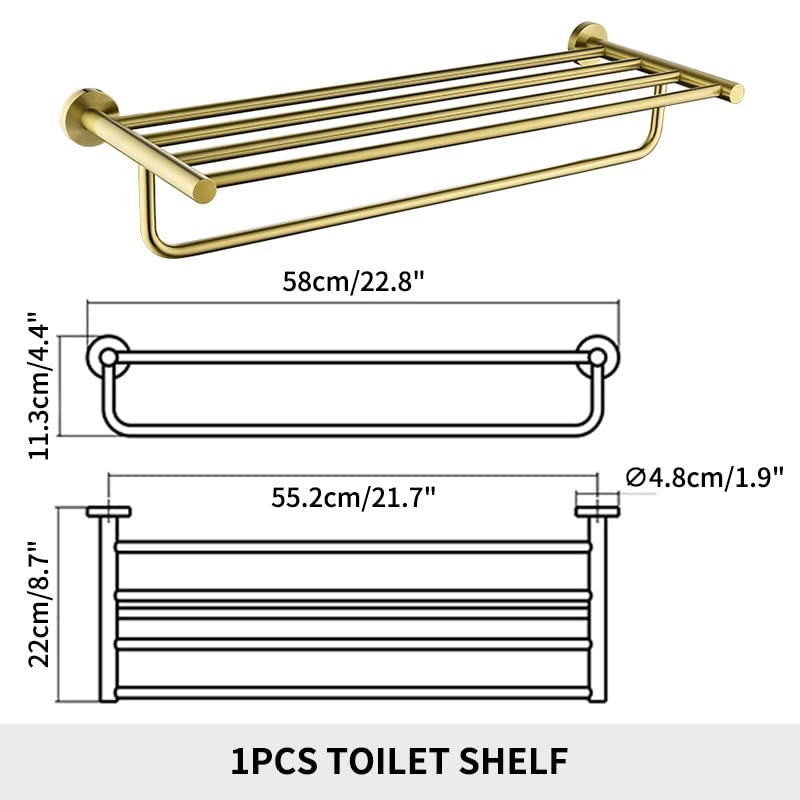 Porte-serviette double mural étagère salle de bain support brossé - 2