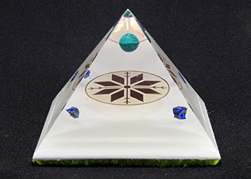 Orgonite Orgone Pyramid - Energy Generator - Sun Symbol - Glows in The