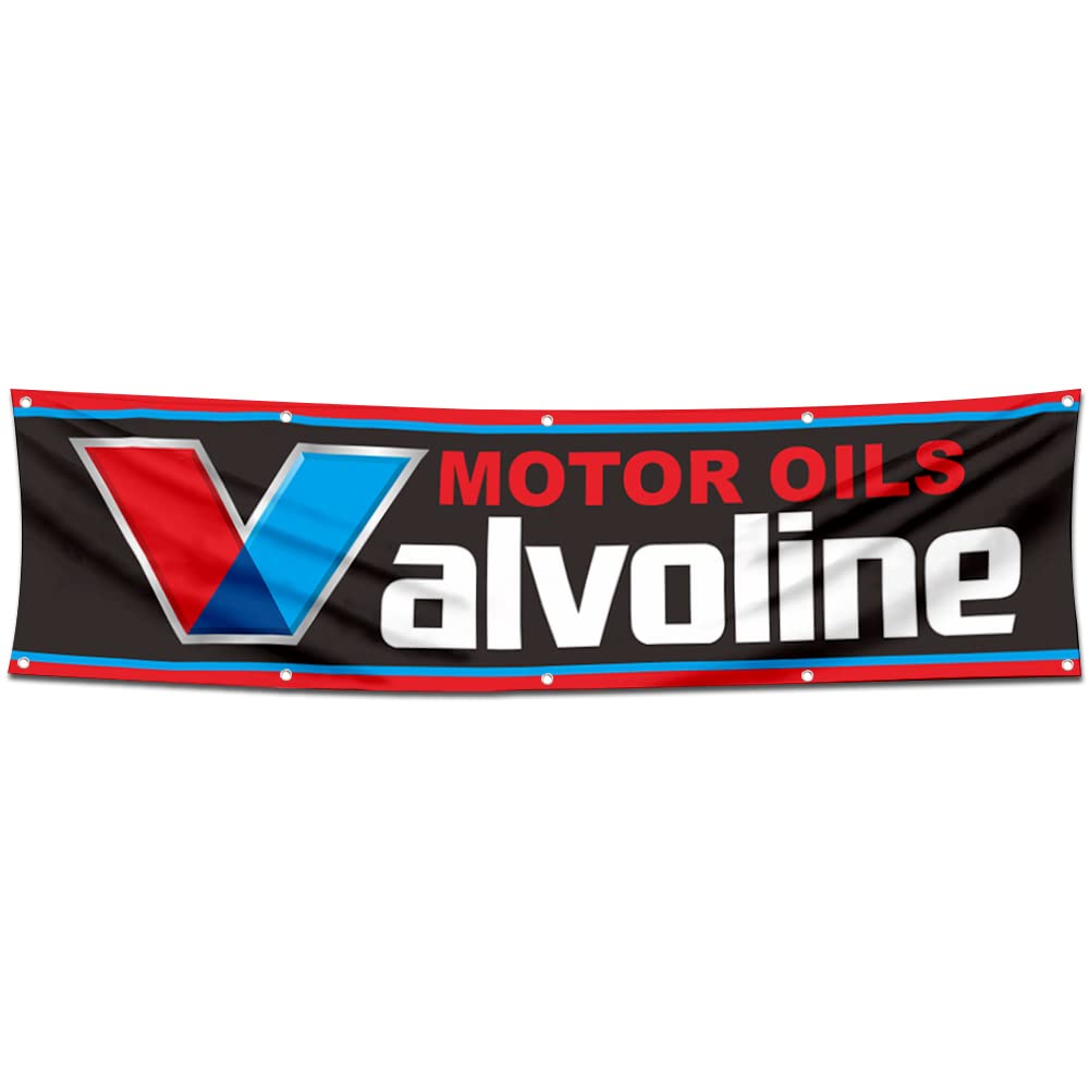Hiuynn Car Motor Oil Gas Garage workShop Banner Flag Works for Valvolines Flag Banner 2x8ft Garage Shop Wall Decor Flag
