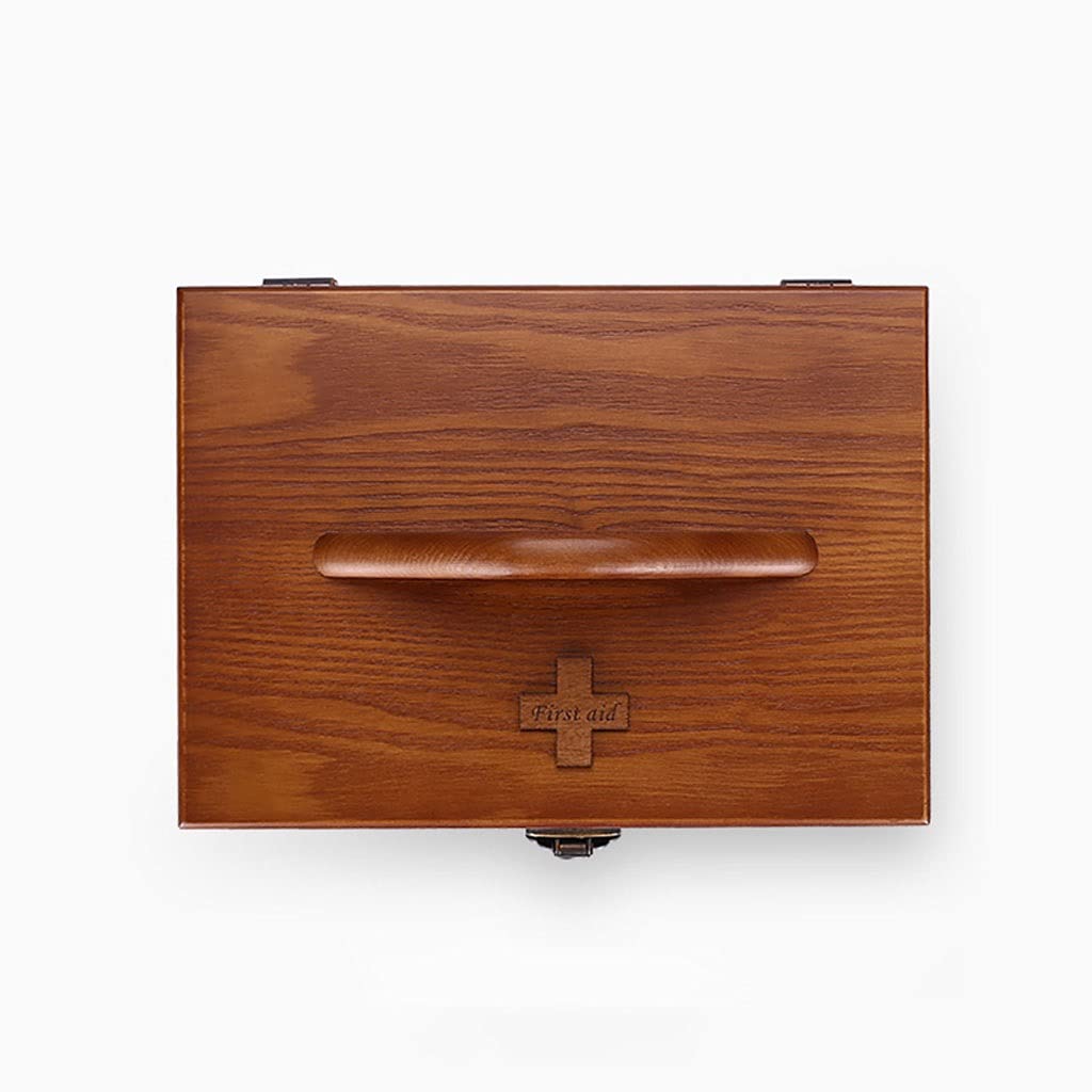 Erste Hilfe Set/Verbandskasten 9.84 Zoll Hölzerne medizinische Box Erste Hilfe Box Containerbox Tragbare Aufbewahrungsbox Familie Erste-Hilfe-Kit Retro Medizin-Box Familienmedizin Box