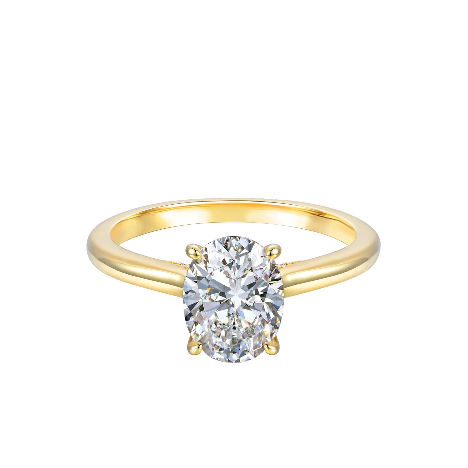 14K Gold Simulated Diamond Engagement Ring Oval Cut Cubic Zirconia