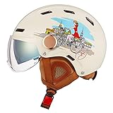 Retro Open-Face-Helmet · 3/4 Motorcycle Helmet with Visor · Adults Vintage Motorcycle Half-Face Helmets for Jet Pilot Motor-Bike Scooter Chopper Cruiser Bobber · DOT Approved (Large,H)