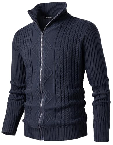 Harbrosrce Chaqueta Punto Hombre Color SóLido Cremallera Punto Cable Slim Fit JerséIs Suéter Cardigan Outwear Rebecas Tops