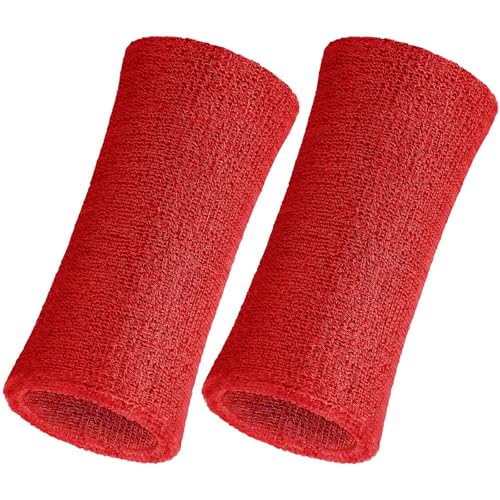 Image of WILLBOND 2 Pcs 6 Inch Wrist Sweatbands for Men and Women, Moisture Athletic Cotton Sweatband for Tennis, Basketball, Running